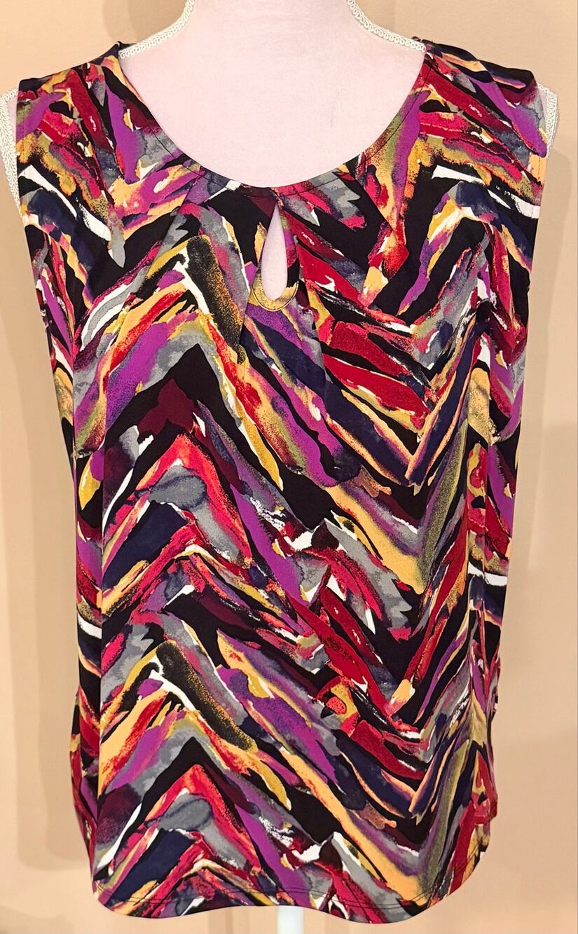 Jones Studio Separates Women SZ S Tank Top Blouse Multicolored Abstract Chevron